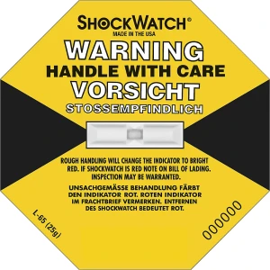 Shockwatch® Präzisionsindikator, inkl. Label, VE 10 Stk, 25 g / 50 ms, gelb, ab 5 VE kaiserkraft
