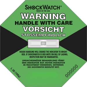Shockwatch® Präzisionsindikator, inkl. Label, VE 10 Stk, 100 g / 50 ms, hellgrün, ab 10 VE kaiserkraft