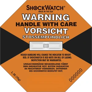 Shockwatch® Präzisionsindikator, inkl. Label, VE 10 Stk, 75 g / 50 ms, orange, ab 10 VE kaiserkraft