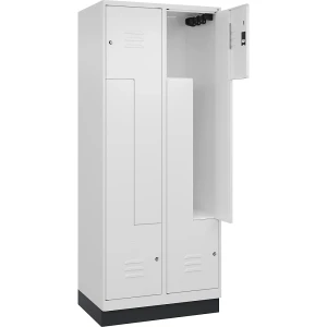 C+P Z-Spind Classic PLUS, 2 Abteile, verkehrsweiß, B 800 mm, mit Bodensockel, Zylinderschloss