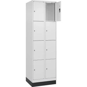 4er-Schließfachschrank Evolo PLUS, 2 Abteile, weiß, B 600 mm, 8 Fächer, mit Bodensockel, Zylinderschloss kaiserkraft