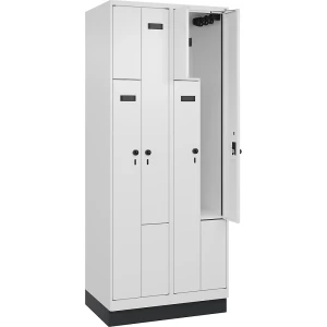 Z-Spind Evolo PLUS, 2 Abteile, weiß, B 800 mm, 4 Fächer, mit Bodensockel, Sicherheits-Drehriegel kaiserkraft