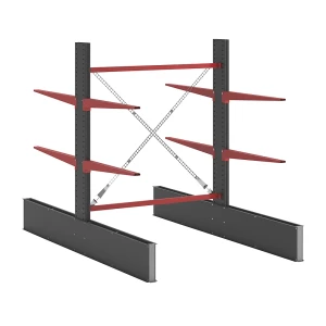 Kragarmregal Attillo schwer, doppelseitig, HxB 2000 x 1500 mm, Kragarm 1000 mm, Grundregal kaiserkraft