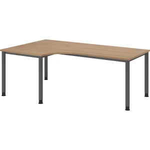 Freiformtisch, HxBxT 760 x 2000 x 1200 mm, graphit / Nussbaum kaiserkraft