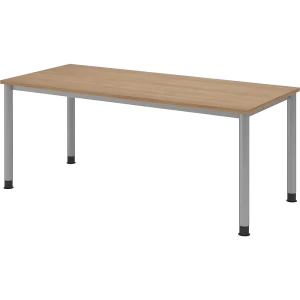 Schreibtisch, HxT 685 - 810 x 800 mm, 4 Rundrohrbeine, Breite 1800 mm, alusilber / Nussbaum kaiserkraft