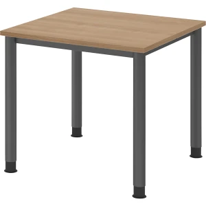 Schreibtisch, HxT 685 - 810 x 800 mm, 4 Rundrohrbeine, Breite 800 mm, graphit / Nussbaum kaiserkraft