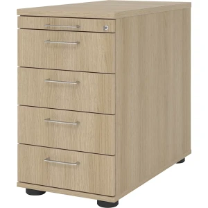 eurokraft pro Standcontainer, 1 Utensilienschub, 4 Materialschübe, Eiche