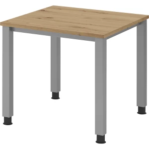 eurokraft pro RENATUS - Schreibtisch, 4-Fuß-Gestell, Breite 800 mm, alusilber / Asteiche
