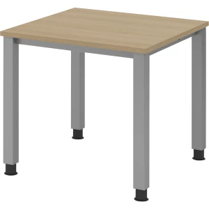eurokraft pro RENATUS - Schreibtisch, 4-Fuß-Gestell, Breite 800 mm, alusilber / Eiche