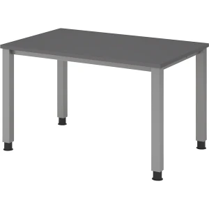 eurokraft pro RENATUS - Schreibtisch, 4-Fuß-Gestell, Breite 1200 mm, alusilber / graphit