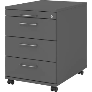 eurokraft pro Bloco de gavetas móvel , 1 gaveta para utensílios, 3 gavetas para materiais, profundidade 580 mm, grafite, Bloco de gavetas móvel, 1
