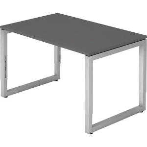 eurokraft pro Schreibtisch mit Gestell aus Vierkant-Stahlrohr, Höhe 650 - 850 mm, BxT 1200 x 800 mm, graphit / alusilber