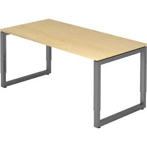 eurokraft pro Secretária com armação em tubo de aço quadrado , altura 650 - 850 mm, LxP 1600 x 800 mm, ácer/grafite, Secretária com armação em tubo de