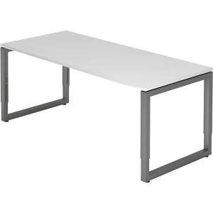 eurokraft pro Schreibtisch mit Gestell aus Vierkant-Stahlrohr, Höhe 650 - 850 mm, BxT 1800 x 800 mm, weiß / graphit