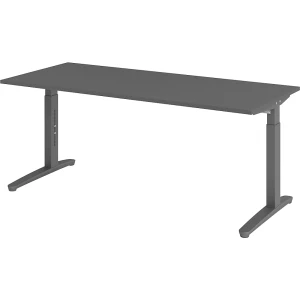 eurokraft pro ANNY - Schreibtisch mit C-Fußgestell, höhenverstellbar 650 - 850 mm, Breite 1800 mm, graphit / graphit