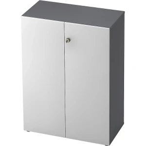 eurokraft pro Aktenschrank, Flügeltüren, 2 Fachböden, graphit / weiß