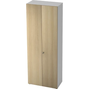 eurokraft pro Aktenschrank, Flügeltüren, 5 Fachböden, weiß / Eiche