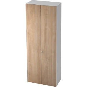 eurokraft pro Aktenschrank, Flügeltüren, 5 Fachböden, weiß / Nussbaum-Dekor