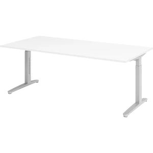ANNY - Schreibtisch mit C-Fußgestell, höhenverstellbar 650 - 850 mm, Breite 2000 mm, alusilber / weiß kaiserkraft