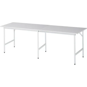 Arbeitstisch, höhenverstellbar, Gestell 30 x 30 mm, melaminharzbeschichtete Platte, BxT 2500 x 800 mm, lichtgrau