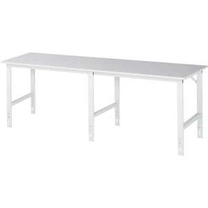 Arbeitstisch, höhenverstellbar, Gestell 60 x 30 mm, melaminharzbeschichte Platte, BxT 2500 x 800 mm, lichtgrau