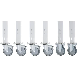 RAU Conjunto de rodas de 6 peças , para combinação de mesa base/de ampliação 60 x 30 mm, 2 rodas fixas e 4 orientáveis com imobilizadores, Conjunto de