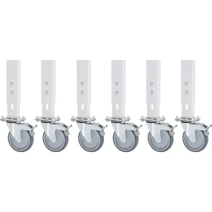 RAU Conjunto de rodas de 6 peças , para combinação de mesa base/de ampliação 60 x 30 mm, 6 rodas orientáveis com imobilizadores, Conjunto de rodas de
