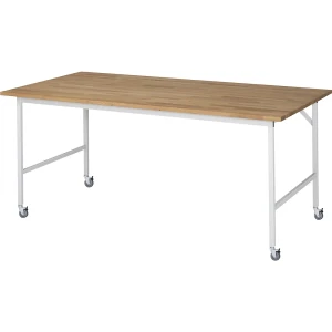 Arbeitstisch, fahrbar, Buche-Massivholzplatte, Stärke 25 mm, 30 x 30 mm, BxTxH 2000 x 1000 x 900 mm kaiserkraft