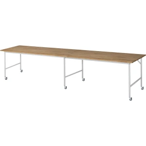 Arbeitstisch, fahrbar, Buche-Massivholzplatte, Stärke 25 mm, 30 x 30 mm, BxTxH 4000 x 1000 x 900 mm kaiserkraft