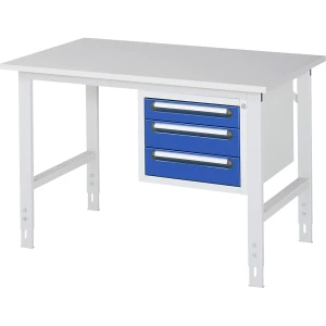Arbeitstisch mit Schubladenschrank, Unterbau-Container mit 3 Schubladen 1 x 90, 2 x 120 mm, BxT 1250 x 800 mm, M-Platte, Stärke 22 mm kaiserkraft