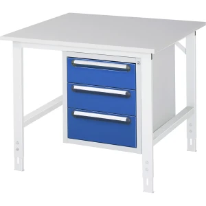 Arbeitstisch mit Schubladenschrank, Unterbau-Container mit 3 Schubladen 2 x 150, 1 x 180 mm, BxT 1000 x 1000 mm, M-Platte, Stärke 22 mm kaiserkraft