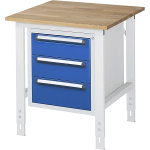 Arbeitstisch mit Schubladenschrank, Unterbau-Container mit 3 Schubladen 2 x 150, 1 x 180 mm, BxT 750 x 800 mm, B-Platte, Stärke 25 mm kaiserkraft