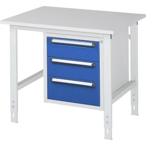 Arbeitstisch mit Schubladenschrank, Unterbau-Container mit 3 Schubladen 2 x 150, 1 x 180 mm, BxT 1000 x 800 mm, M-Platte, Stärke 22 mm kaiserkraft