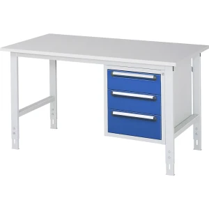 Arbeitstisch mit Schubladenschrank, Unterbau-Container mit 3 Schubladen 2 x 150, 1 x 180 mm, BxT 1500 x 800 mm, M-Platte, Stärke 22 mm kaiserkraft