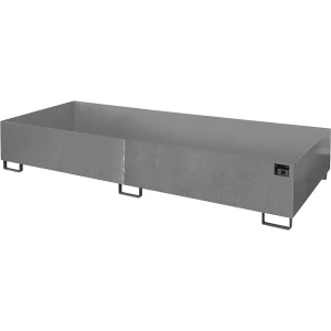 eurokraft pro Regal-Bodenwanne, 1000 l Auffangvolumen, LxBxH 3250 x 1300 x 380 mm, ohne Gitterrost, feuerverzinkt