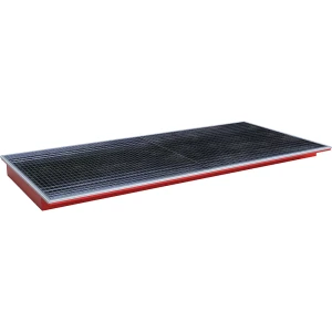 eurokraft pro Regal-Einhängewanne, mit PE-Einsatz und Gitterrost, LxBxH 2665 x 1265 x 135 mm, rot lackiert
