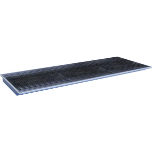 eurokraft pro Regal-Einhängewanne, mit PE-Einsatz und Gitterrost, LxBxH 3265 x 1265 x 115 mm, blau lackiert