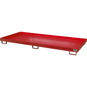 eurokraft pro Regal-Bodenwanne, 240 l Auffangvolumen, LxBxH 3250 x 1300 x 195 mm, ohne Gitterrost, feuerrot