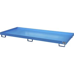 eurokraft pro Regal-Bodenwanne, 240 l Auffangvolumen, LxBxH 3250 x 1300 x 195 mm, ohne Gitterrost, lichtblau