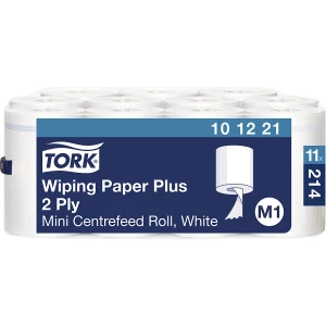 TORK Starke Mehrzweck-Papierwischtücher Mini Innenabrollung, 2-lagig, weiß, VE 11 Rollen, perforiert