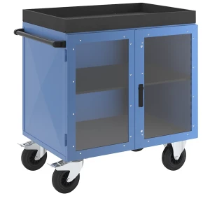 eurokraft pro Schrankwagen KOMPAKT, Stahlblech 3-seitig, Türen mit Makrolon®-Scheiben, mit 1 Fachboden