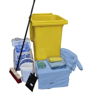 eurokraft basic Leckage-Notfallset, in Kunststoff-Tonne, Bindung 200 Liter, Ausführung Öl, blau