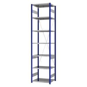 eurokraft pro Steckregal, Bauart leicht, einseitig, HxBxT 3000 x 750 x 500 mm, blau/verzinkt, Grundregal