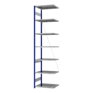 eurokraft pro Steckregal, Bauart leicht, einseitig, HxBxT 3000 x 750 x 500 mm, blau/verzinkt, Anbauregal