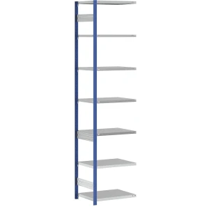 eurokraft pro Steckregal, Bauart leicht, einseitig, HxBxT 3000 x 750 x 600 mm, blau/verzinkt, Anbauregal
