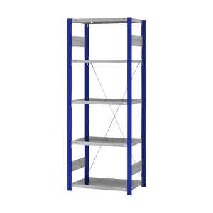 eurokraft pro Steckregal, Bauart leicht, einseitig, HxBxT 2000 x 750 x 400 mm, blau/verzinkt, Grundregal