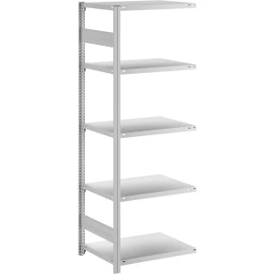 eurokraft pro Steckregal, Bauart leicht, einseitig, HxBxT 2000 x 750 x 600 mm, grau, Anbauregal