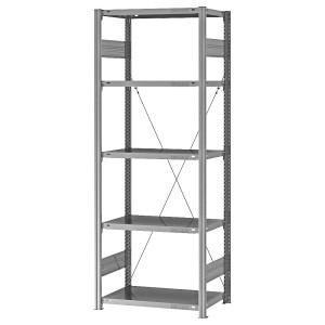 eurokraft pro Steckregal, Bauart mittelschwer, einseitig, HxBxT 2000 x 750 x 400 mm, verzinkt, Grundregal
