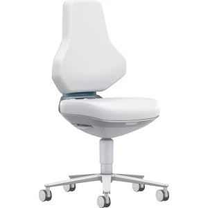 bimos Cadeira de trabalho giratória para salas limpas TEXON , com rodas, amplitude de regulação da altura 450 - 620 mm, Skintec, branco, Cadeira de