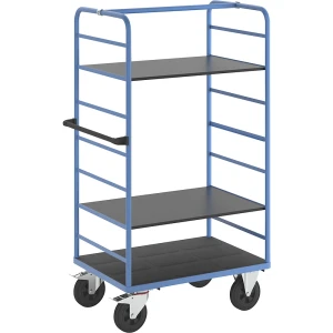 eurokraft pro Etagenwagen, 2 Seitenwände, Ladefläche 975 x 700 mm, 3 Etagen, Vollgummi